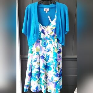 R&K 2 Piece Dress with Shrug Cardigan